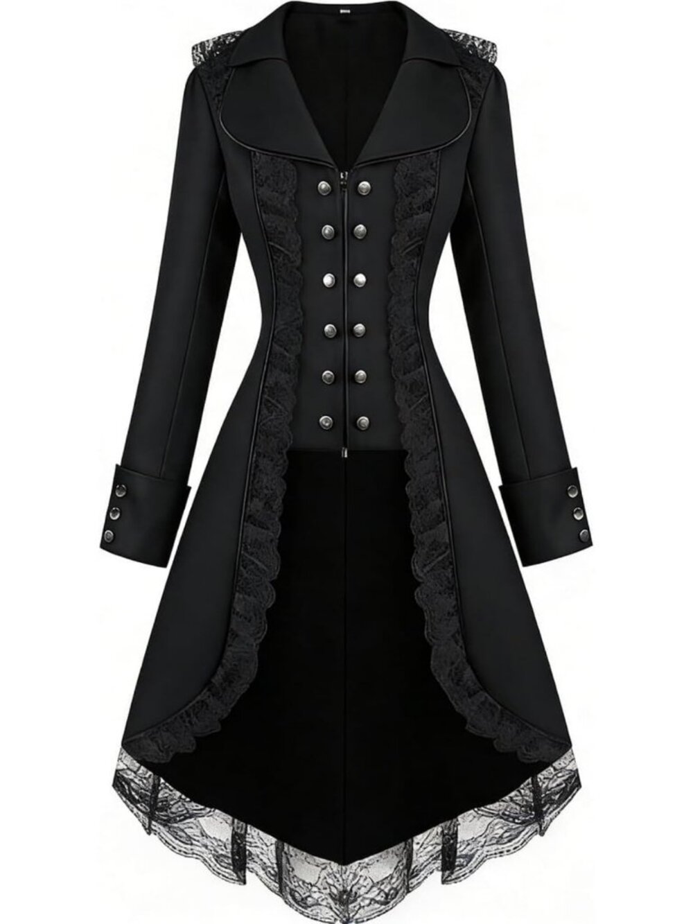 Gothic Victorian Tailcoat Steampunk Pirate Coat for Halloween Costume, Size M/L